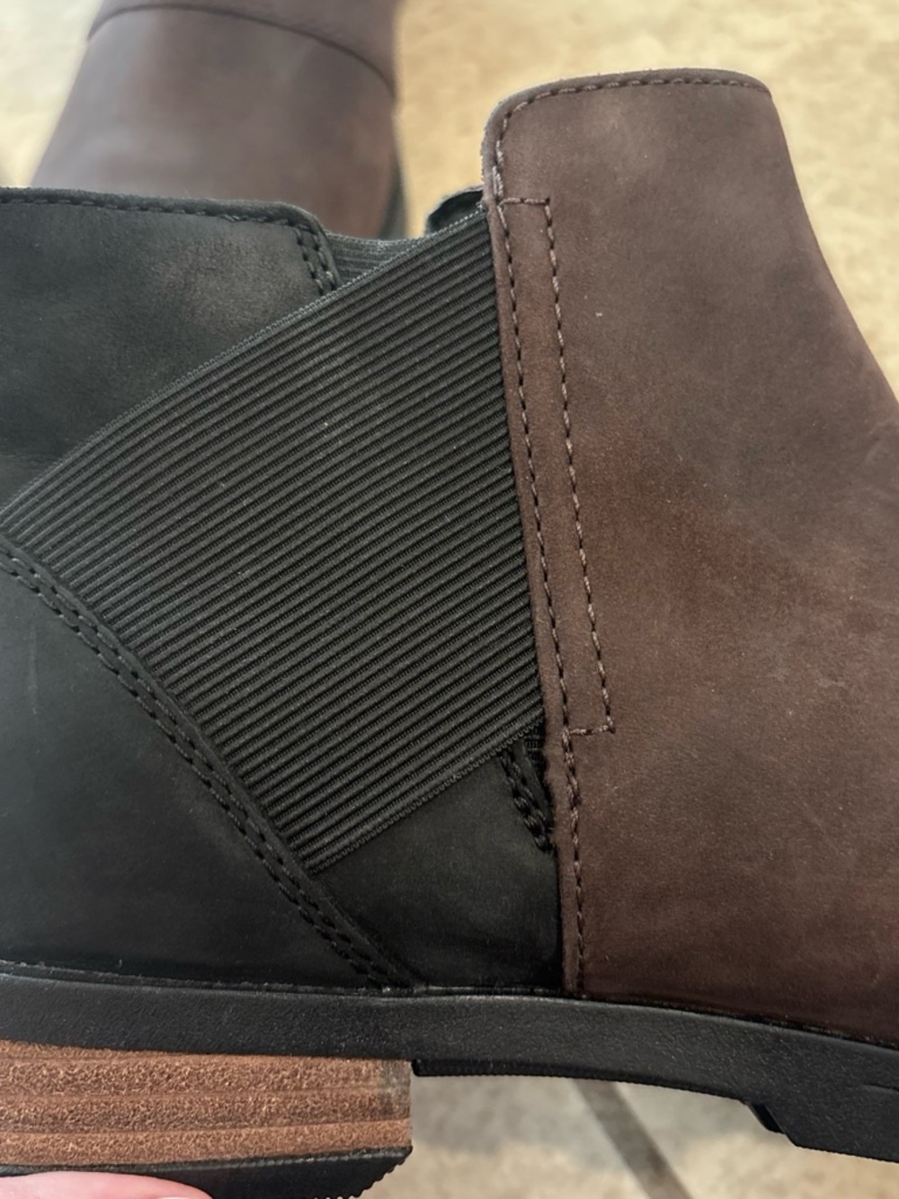 Sorel Women's Emelie Chelsea Boots Waterproof Blackened Brown Leather size 7 - Picture 4 of 7